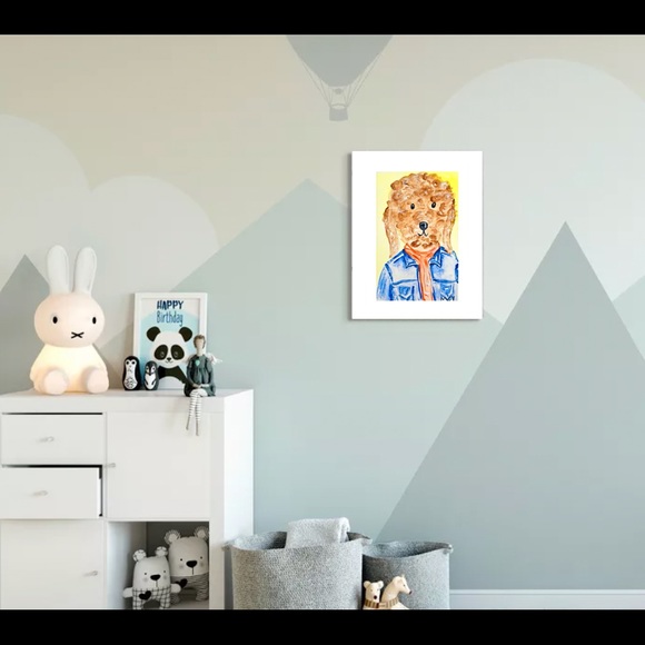 Hipster Dog Jacket ORIGINAL Watercolor Painting - Picture 10 of 13